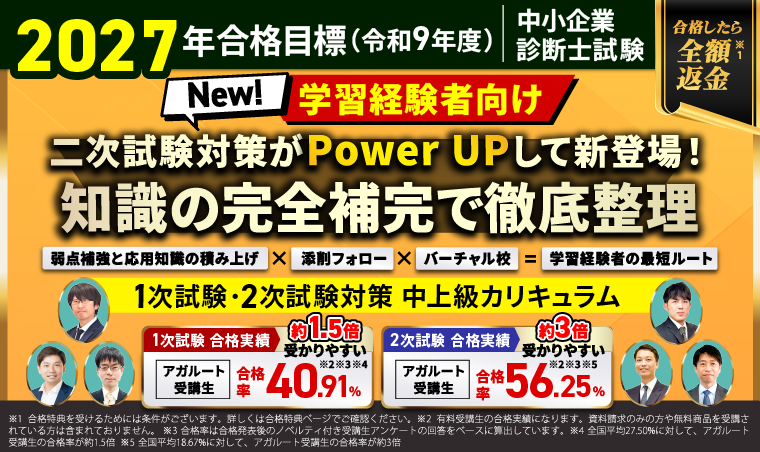 中小企業診断士試験【2027年合格目標】中上級カリキュラム