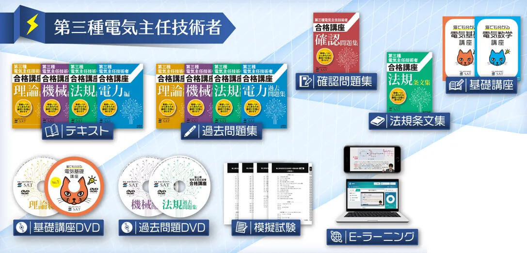 弊社自慢の教材を是非ご利用ください。フルカラーテキスト、講義動画、5年分の過去問題、最新のEラーニングシステム。