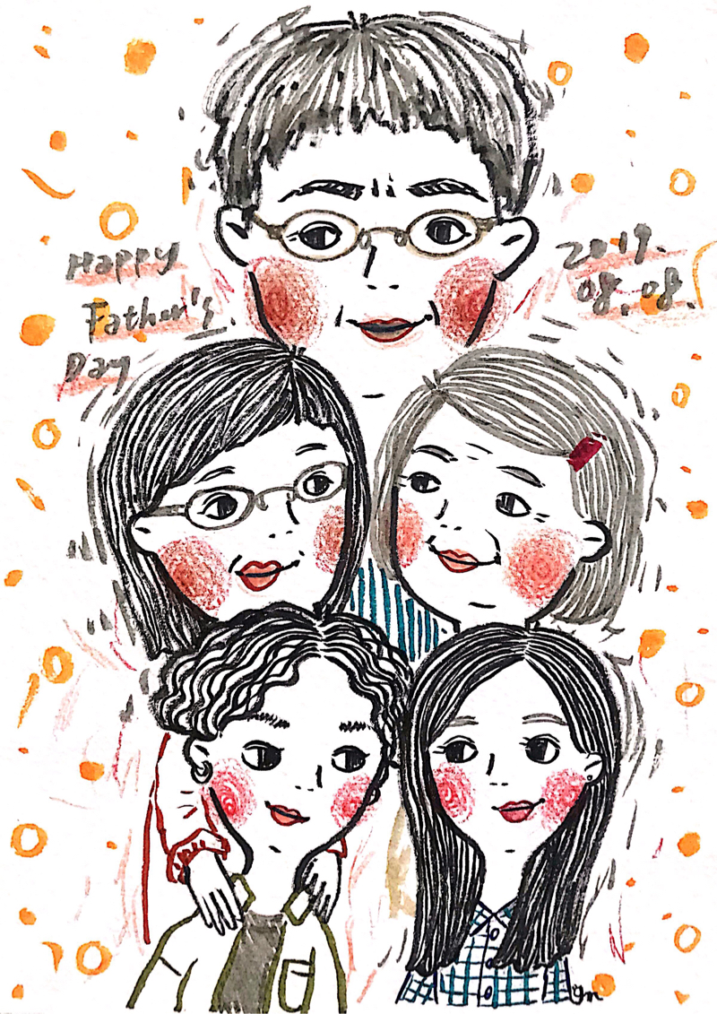 GANNMMA∙STUDIO - ‣全家福似顏繪客製圖
（手繪：色鉛筆、水性彩色墨水筆）