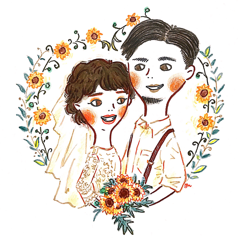 GANNMMA∙STUDIO - ‣喜帖似顏繪客製插畫
（手繪：色鉛筆、水性彩色墨水筆）
