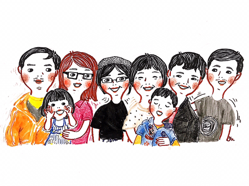 GANNMMA∙STUDIO - ‣全家福似顏繪客製圖
（手繪：色鉛筆、水性彩色墨水筆）