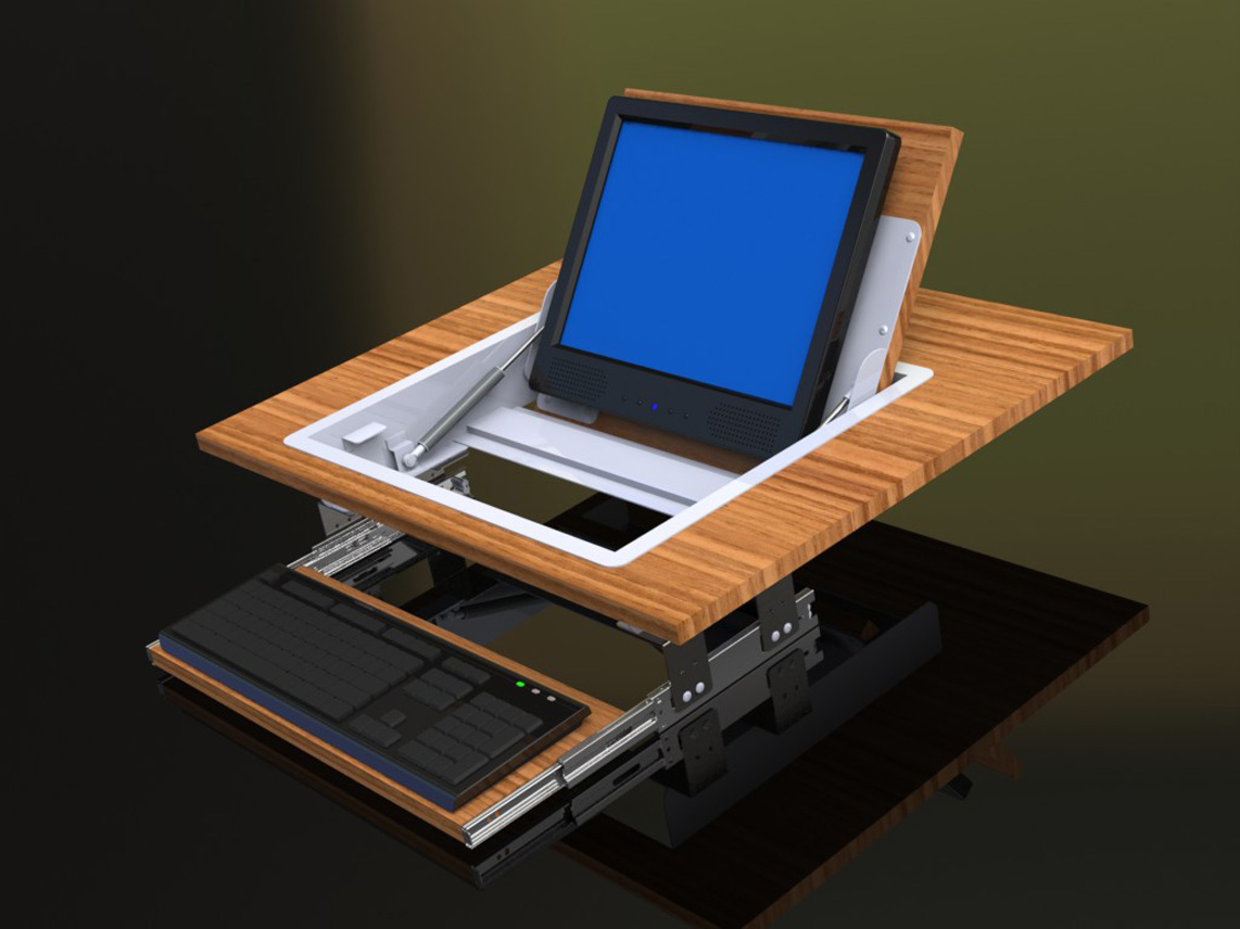 舜奕設計............ - 免插電自動收闔電腦桌.