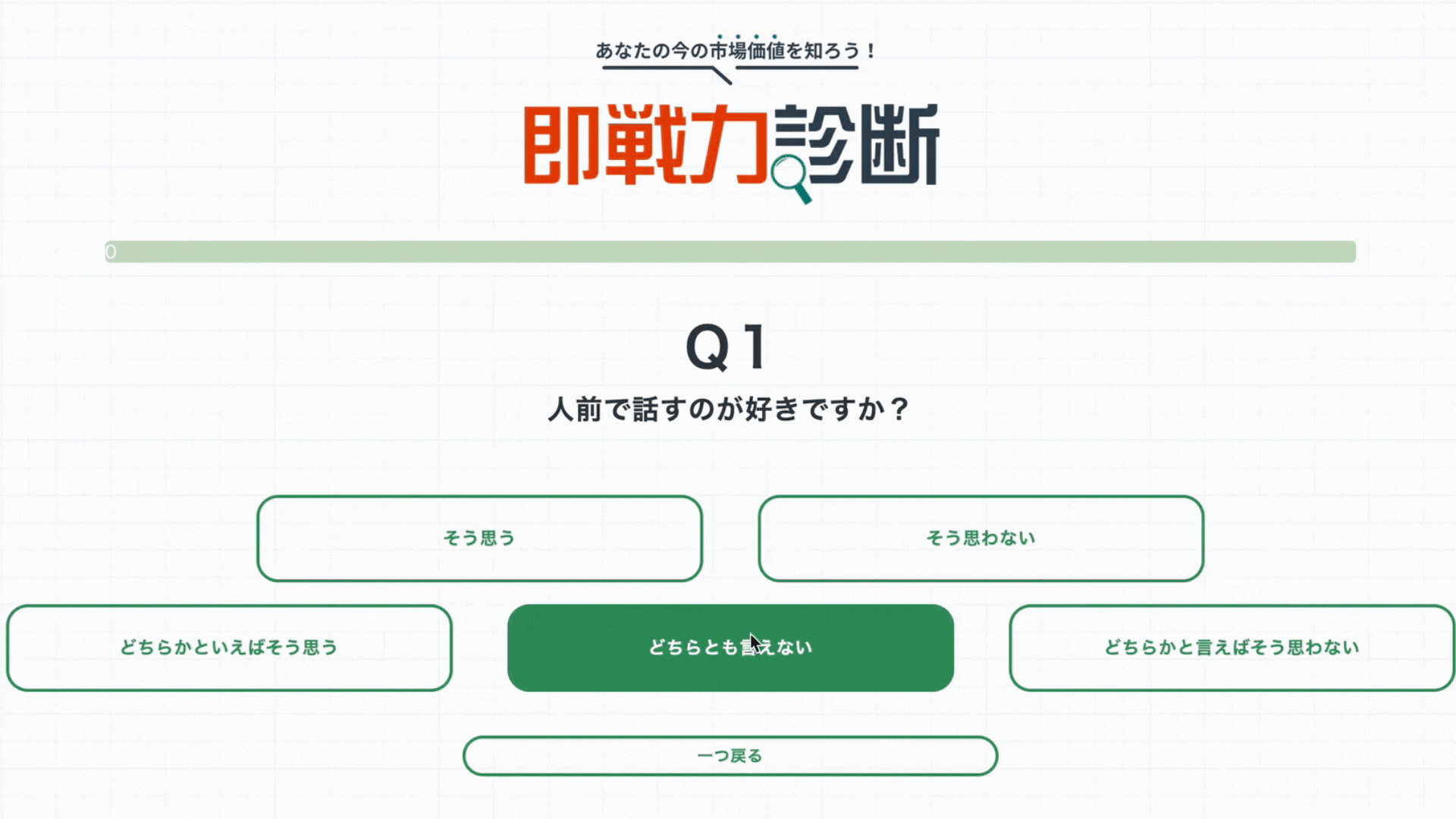 実際に強み診断をしている画面