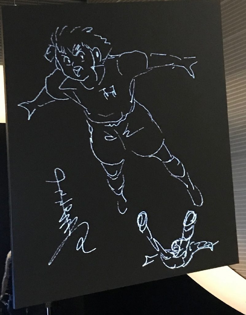 『キャプテン翼』チョークアートのディスプレイ/特別企画展「SPORTS&MANGA」(パナソニックセンター東京)