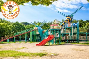 トンボの形をした複合遊具が楽しい蜻蛉池公園(岸和田市)では1日たっぷり遊べる