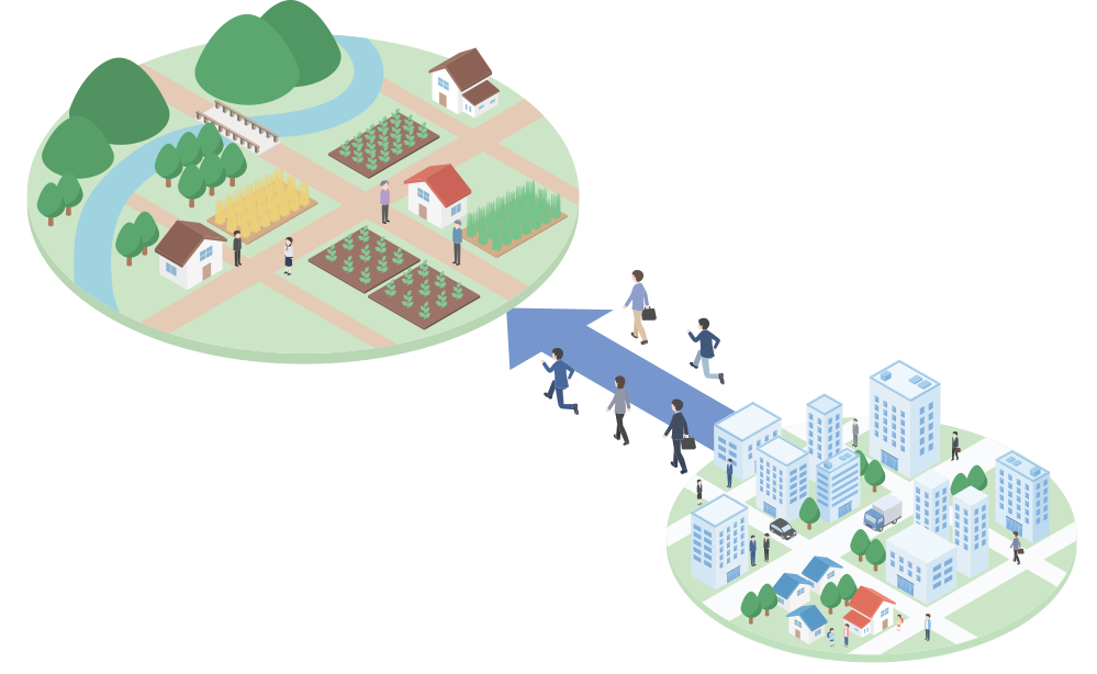 都市から地方へイメージ