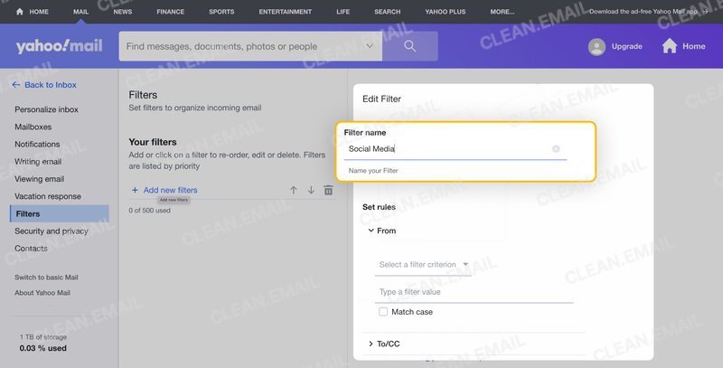 چگونه ایمیل‌های Yahoo را با استفاده از فیلترها در لیست سفید قرار دهیم