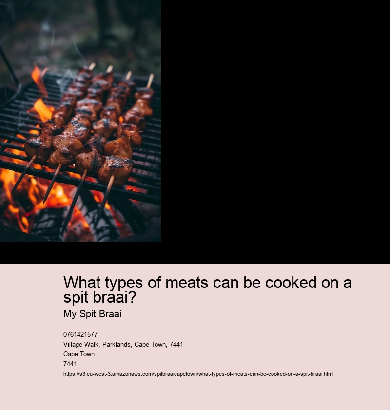 What types of meats can be cooked on a spit braai?