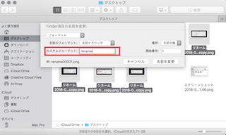 カスタムフォーマットの欄にファイル名を入力