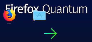 「Firefox Quantum」という文字が背景になっているウィンドウが立ち上がる