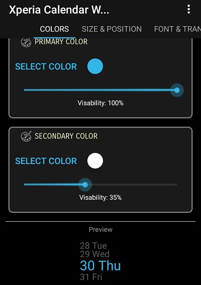 Xperia Calendar Widgetの設定