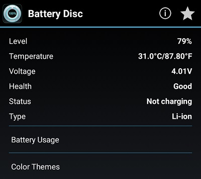 Beautiful Battery Disc Whiteのウィジェットタップした場合