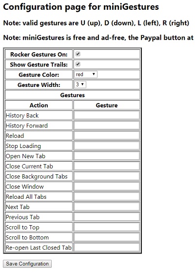 miniGesturesのマウスジェスチャー一覧