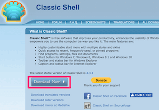 Classic Shellのダウンロードページ