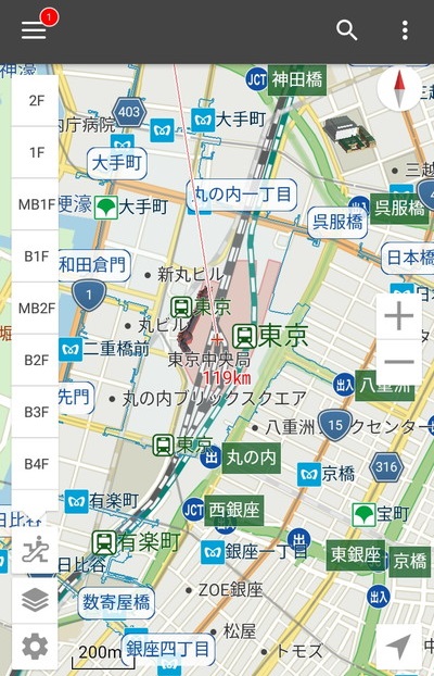 auナビウォークの地図データ