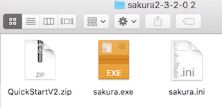 サクラエディターのzipを解凍したあとのFinder