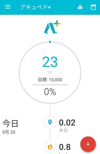 アキュペド+の起動ページ