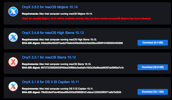 OnyXのダウンロードページ