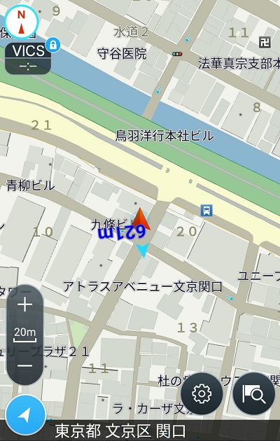 ゼンリンいつもNAVI ［ドライブ］の地図上の表示