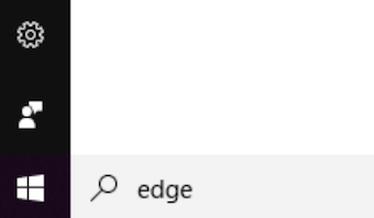 Windowsのスタート画面の検索から「Edge」を検索