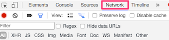 デベロッパーツールのNetworkタブ