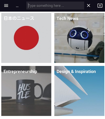 デフォルトで各国のニュースやジャンルがカテゴリ化されて用意されている