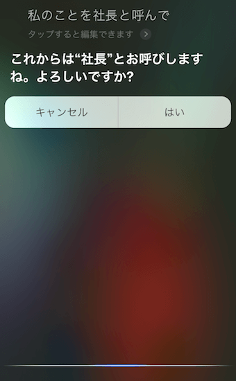 「〇〇と呼んで」に対するSiriの回答