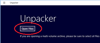 「Open Files」を選択し、解凍したいファイルを選択