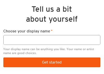 「Choose your display name」にアカウント名を入力して「Get started」ボタンをクリック