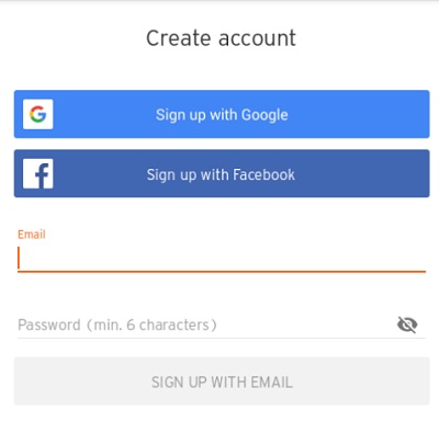 「Sign up with Google」ボタンをタップ
