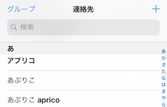 アドレス帳に「太字と細字が混在している」例