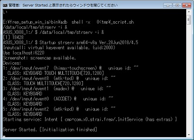 「Server Started.」と表示