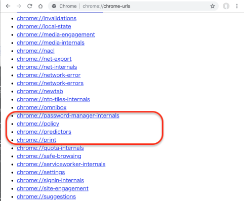 chrome://chrome-urlsの頭文字「p」