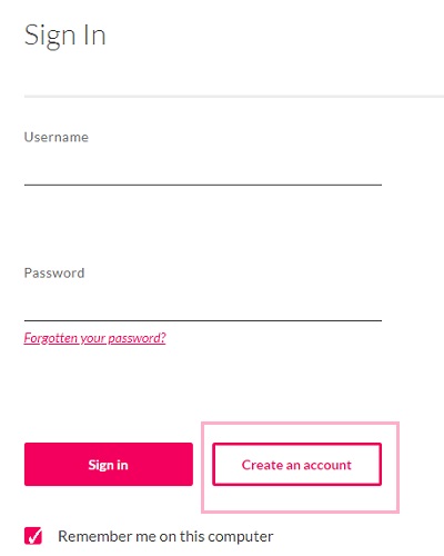「Create an account」をクリック