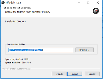 MP3Gainのインストーラー