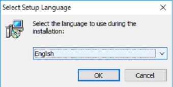 言語設定が「English」とありますが、インストールすると日本語になっていますので、そのまま「OK」をクリック