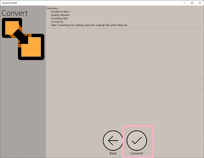 最後に変換設定が表示されるので「Convert!」ボタンをクリック