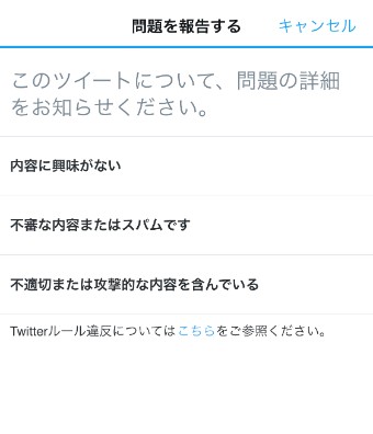 問題を報告する』というページに移動します