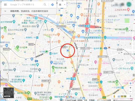 Googleマップの現在地の表示