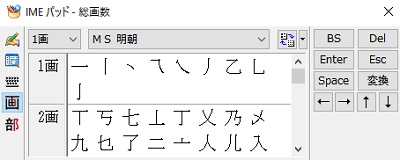 総画数検索画面が表示
