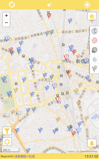 特に登録なども不要ですぐにリアルタイムマップを確認