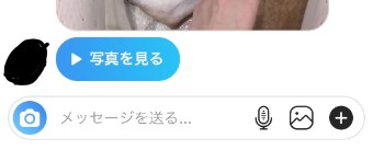 インスタグラムのDMの左側のカメラの24時間で消える写真の送信先の選択の写真を見る