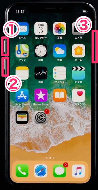 音量(上)1回、音量(下)1回、電源ボタン長押ししAppleロゴが表示されたら、ボタンを離します