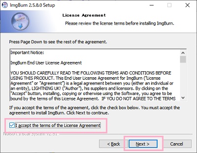 ImgBurnのインストーラ