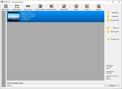 動画の読み込みが完了すると、画像のように動画リストに動画のパス・時間・音声・タイトル情報が表示
