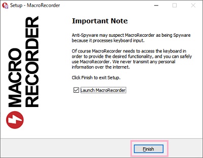 インストールが完了したら「Finish」ボタンをクリック