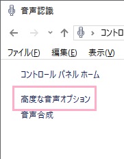 音声認識設定が表示