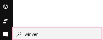 タスクバーの検索ボックスに「winver」と入力