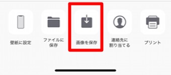 共有アルバムのメニュー表示から「画像を保存」の選択画面