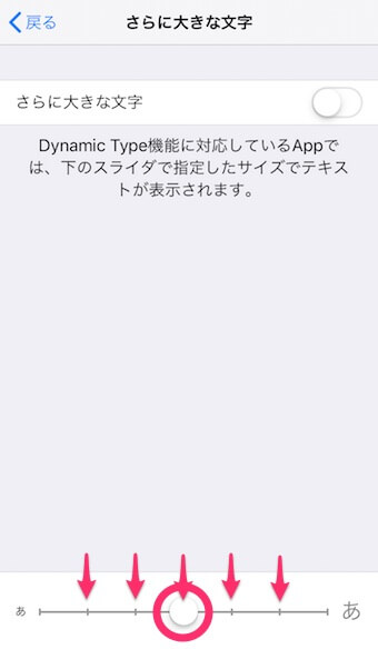 iPhoneの文字サイズの調整画面